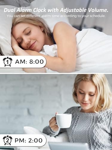 Réveil Extra Fort avec Secoueur de Lit, Réveil Vibrant à LED 7'' pour Sourd et Malentendant, Gros Dormeur, Réveil Double, Lumineux à 5 Niveaux, Snooze, Charger USB, Variateur d'Intensité, 12/24 H