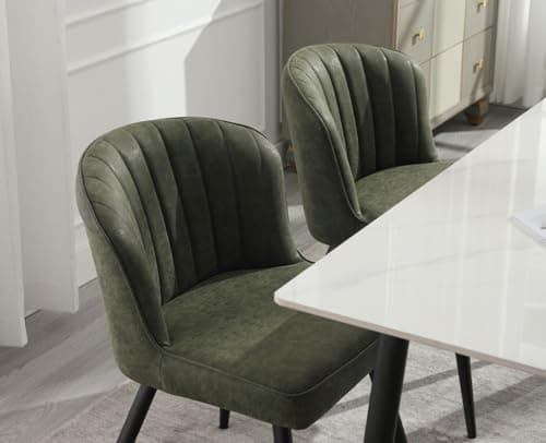 Wahson Chaises de Salle a Manger en Similicuir Lot de 2 Chaise Salle à Manger Moderne avec Coussin Épais Chaise de Cuisine avec Pied Métal, Chaise Cuir PU pour Salle à Manger/Restaurant, Vert