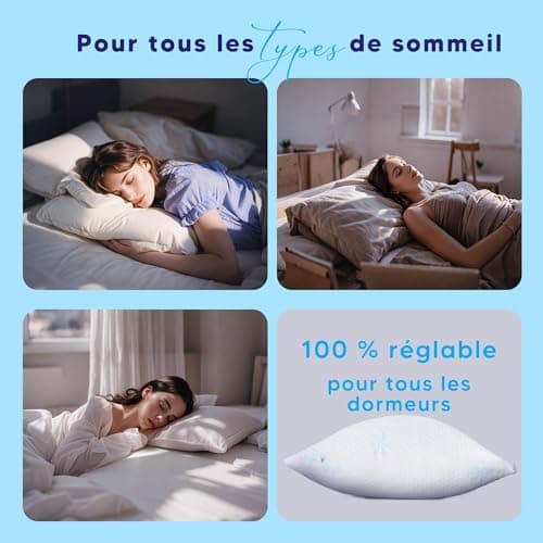 CloudÉtoile Oreiller Ergonomique Cervical 50x30 - Oreiller à Mémoire de Forme Déchiquetée Orthopédique pour la Nuque Réglable, Coussin Memory Foam Anti Douleur Anti Ronflement pour Dormir sur Le Côté