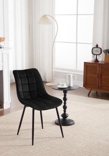 WOLTU 6X Chaise de Salle à Manger Chaise Design Moderne Assise en Velours Bien rembourrée Cadre en métal,Noir BH142sz-6