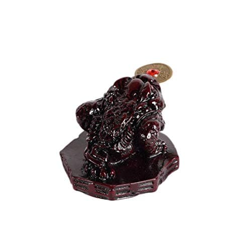 lachineuse - Crapeau de Fortune Feng Shui Rouge - Crapeau à 3 Pattes - 5 x 6,5 x 6,5 cm - Décoration Japonaise Asiatique - Idée Cadeau Originale Japon Asie - Figurine Grenouille Porte-Bonheur Chance