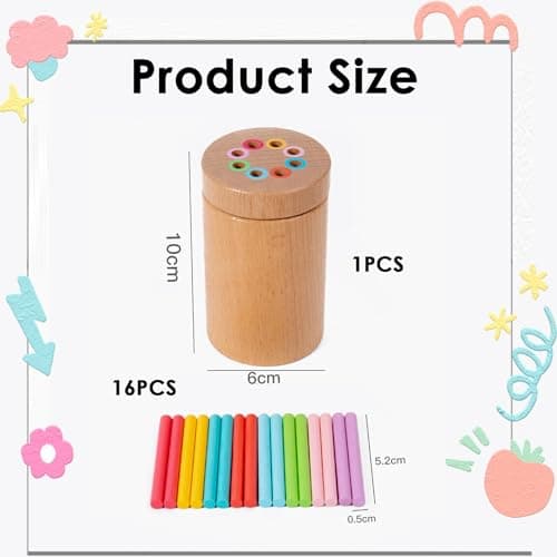 LunarCharm Montessori Jouet à partir de 1 à 2 ans, couleurs assorties, jouets de motricité, jouets sensoriels en bois, jouets pour bébé, jouets pour enfants à partir de 3 ans