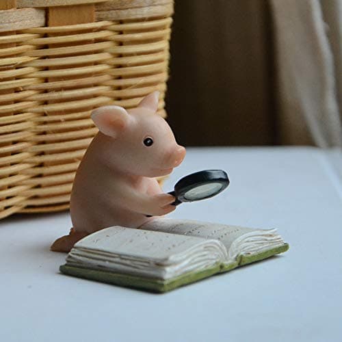 Gemmia Figurine Miniature de Cochon de fée de Jardin- Cochon d'étude de Toilette