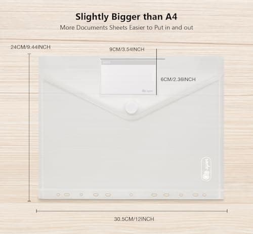 36x Pochette Porte-Document A4 - Poche Transparente Portefeuilles Dossiers de Fichiers pour l'organisation de Documents avec Porte Carte Pochette et Fermeture
