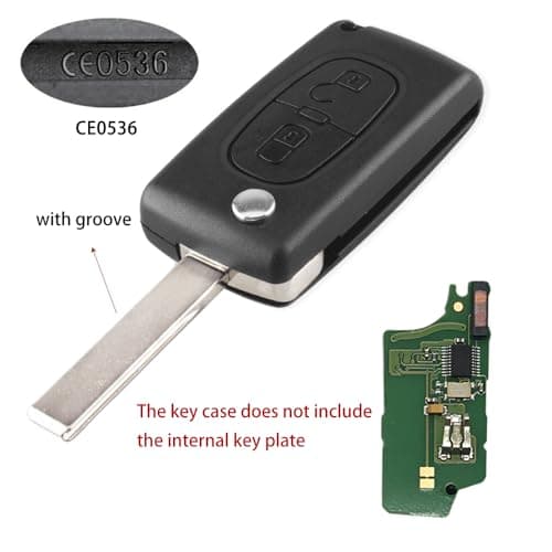 ZIGefofo 2 Boutons Coque Clé de Voiture Compatible avec Peugeot 207 SW CE0536 307 308 3008 5008 Partner et Citroen C3 C2 C4 C5 C6 Boîtier Cle de Télécommande Boitier Clef de Remplacement