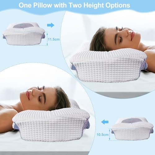 YunNasi Oreiller Ergonomique Cervical Memory Foam Oreiller Memoire Forme Oreiller Orthopédique de Forme pour Les Dormeurs sur Le Côté, Le Dos et Le Ventre (Style2:60 * 43 * 12/10.5cm)