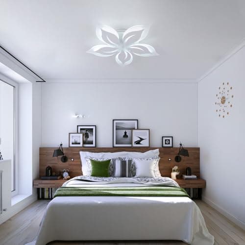 Caufloce LED Plafonnier Fleur Télécommande APP Moderne Éclairage De Plafond Dimmable 3000K-6000K Salon Lampe Plafond Smart 50W Intérieur Pour Chambre, Salle À Manger