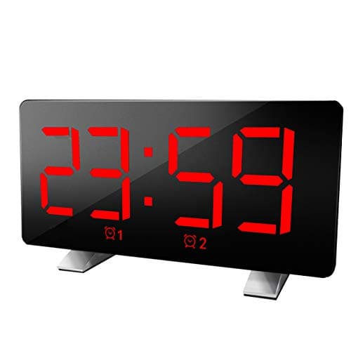 DollaTek Double Réveil Polyphonique LED Grand Écran Horloge Électronique - Mot Rouge