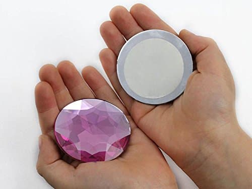 50mm Extra Large Self Adhesive Round Jewels Acrylic Rhinestones Stick on Plastic Gems for Cosplay - 2 Pieces (Crystal AB H702)