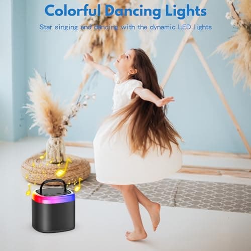 JYX Machine de Karaoké avec 2 Microphones sans Fil, Karaoke Portable Jouets pour Enfants Adultes, Mini Karaoke Bluetooth, Idee Cadeau Enfants 5,6,7,8,9,10,11,12,13,14,15 Ans Jouet Noir/Beige