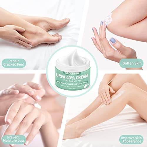 Crème à l'Urée 40% avec plus de 2% d'Acide Salicylique | pour Pieds et mains | Acide hyaluronique, arbre à thé, aloe vera | Hydrate, élimine les callosités et adoucit | 150 g