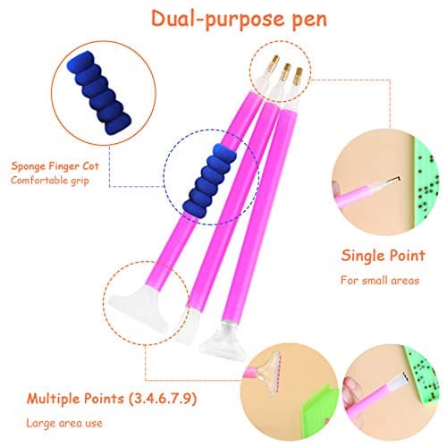 TOPSEAS Outils de Peinture Diamant,94 pcs Accessoires de Diamond Painting,avec Boîte de Rangement Diamant, Point Stylo Rapide,Colle,Plaque de Diamant,et étiquette pour DIY Artisanat