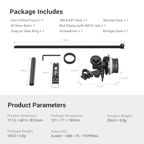 SMALLRIG Mini Follow Focus Zoom Control pour Appareils Photo Reflex Numériques/sans Miroir, Compatible avec Différentes Tailles d'Objectif - 3010C