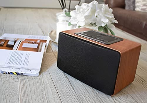 Enceinte Wifi Multiroom Bluetooth Sans Fil Stereo - August WS350 - Haut Parleur Portable Design Puissante Airplay Ethernet Jack 3.5mm Internet Radio Spotify Tidal PC Mac - Secteur et Batterie - Bois