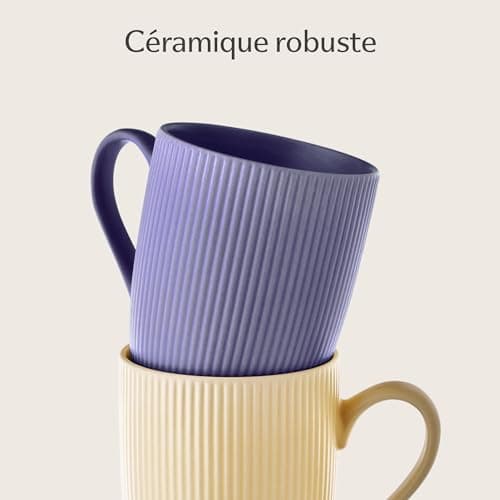 Cosumy Tasse à Café - Lot 6 Tasses à Café Couleur Pastelle - Modèle Unique - Céramique Mate - Résistant Micro-Ondes & Lave-vaisselle - Poignée Confortable