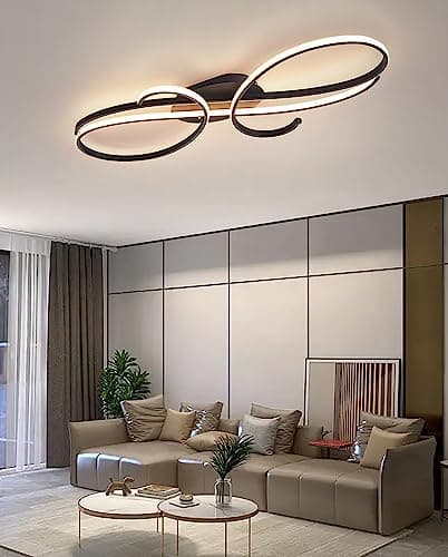 Hsyyz Plafonnier LED dimmable Plafonnier de table à manger Plafonnier de salon en métal avec télécommande Plafonnier design Chambre à coucher Cuisine Bureau Plafonnier (noir, L100cm/75W)