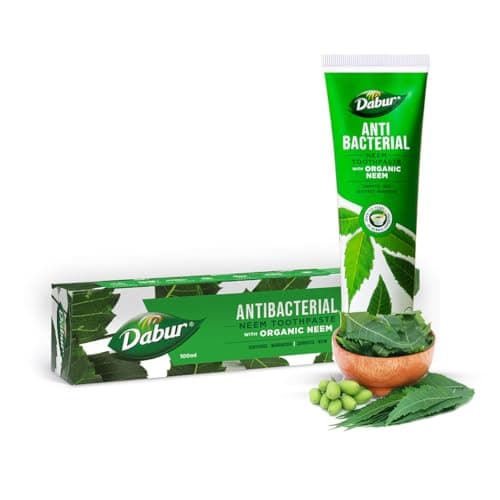 Dabur Organic Dentifrice Neem 100 ml - Protection organique, Renforce les gencives, Anti-plaque, Fraîcheur Neem & Lotur