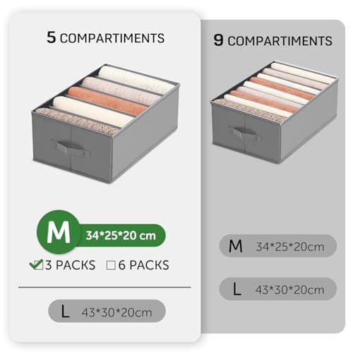 Captainfive Rangement Vetement 3 Pcs, Boite Rangement Vetement Dressing Pliable, Organisateur Tiroir, Organisateur Armoire Vetement Empilable, Lavable avec Poignées Latérales (M, 34 × 25 × 20 cm)