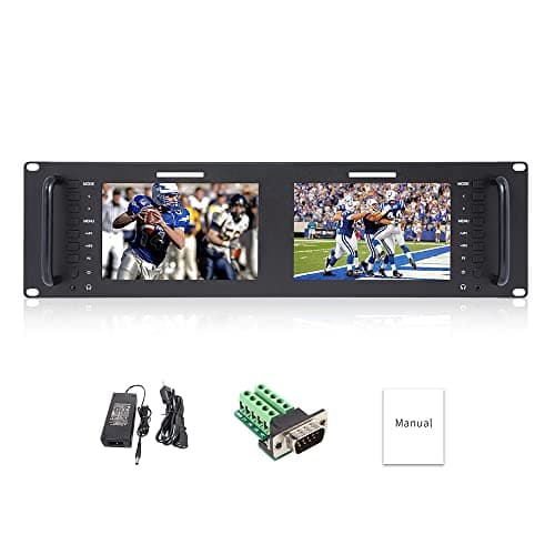 D71 Dual 7 inch 3RU Broadcast IPS 1280x800 HD LCD Rack Mount Monitor 3G SDI HDMI AV entrée et Sortie