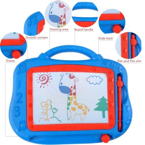 WMUVAZA Ardoise Magique Enfant, Ardoise Magique Effaçable et Colorée avec Stylo Magnétique, Tablette à Dessin Magnétique pour Enfants, Jouet Éducatif pour Garcon Fille, Bleu