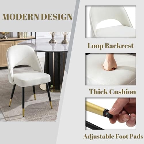 Wahson Lot de 4 Chaise de Salle à Manger Chaise Velours Chaise de Cuisine Chaise Salle Manger avec Pieds en métal Chaise à Dinner Rembourrées pour Cuisine/Restaurant,Beige