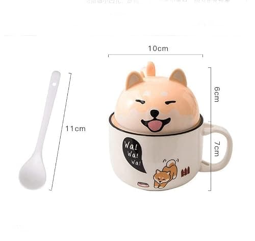 Xfeyaqlo Tasse Café Chat Noir, Tasse à Café Mignonne, Tasse a The, avec Cuillère à Couvercle Options de Cadeau Appropriées, Le Couvercle Peut être Utilisé Comme Une Tasse Céramique, 350ml