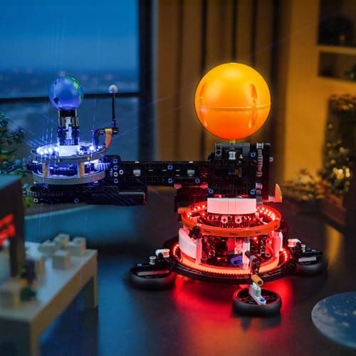 Kit d'éclairage LED pour Lego 42179 Planète Terre et Lune en Orbit Building (Pas de Lego), kit d'éclairage décoratif pour Lego Technic Soleil, Terre, Lune