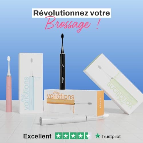 My Variations - Brosse à Dents Électrique Sonique - Rechargeable - 1 Mois de Batterie - 5 Modes de Brossage - Minuteur de 2 Min Intégré - 1 Manche et 1 Brossette (Rose)