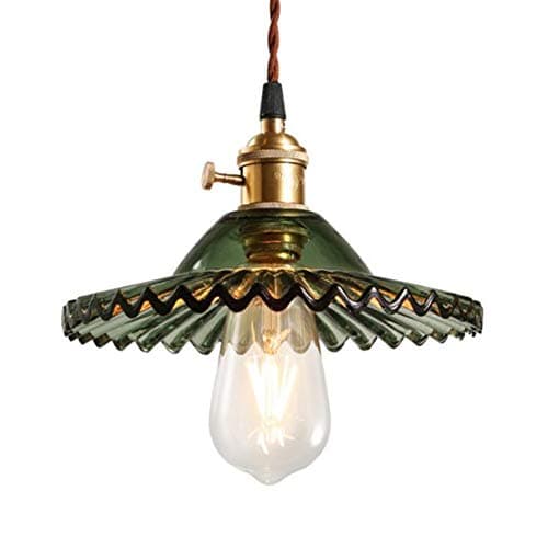 Chrasy Industrielle Moderne Verre Suspensions Luminaire Vintage Plafonnier Luminaire Verre Retro Suspensions Luminaires Industrielle Eclairage de Plafond Suspensions Plafonniers Luminaire (Vert)