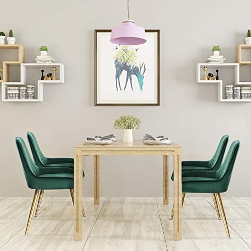 Lestarain Chaises de Salle à Manger Lot de 4 avec Dossier,Chaise de Cuisine Chaise de Salon Fauteuil Chaise Velours avec Pieds en Métal,Vert foncé