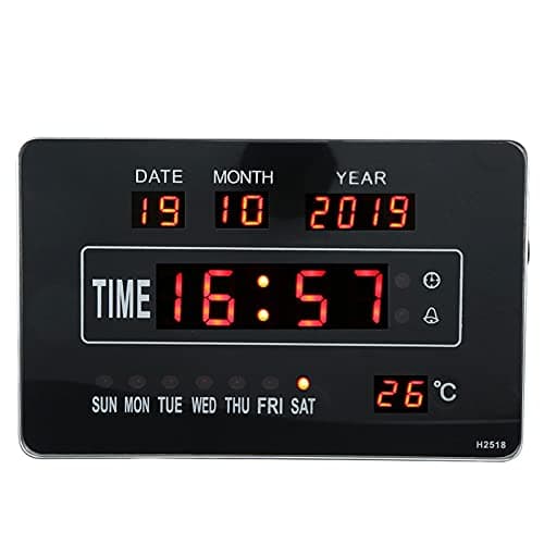 Duokon Horloge de Calendrier, Affichage de la température de l'heure de l'horloge de Calendrier électronique numérique Multifonctionnel Prise UE 110-220 V