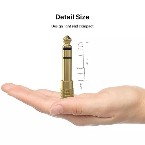 Magnet - Adaptateur de Casque 3,5 mm Femelle vers 6,35 mm Mâle, Auxiliaire Stéréo 6,35 mm vers 3,5 mm Plaqué Or pour Piano Numérique, Clavier, Table Mixage