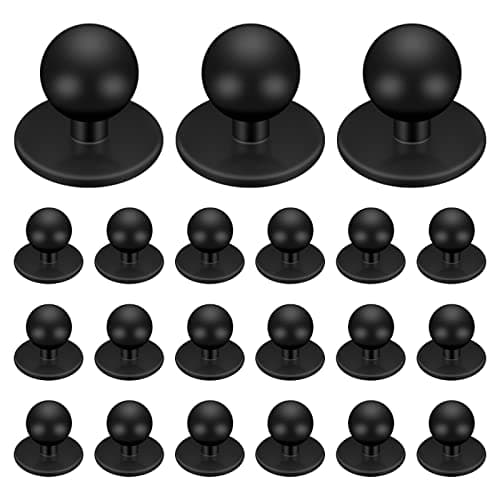 Rapidbok 100pcs Boutons de Boule de Chef, Boutons de Veste de Cuisine Noir avec Tête de 12mm de Diamètre, Boutons Ronds pour Veste de Chef, Boutons de Manteau de Chef, Boutons en Plastique de Chef