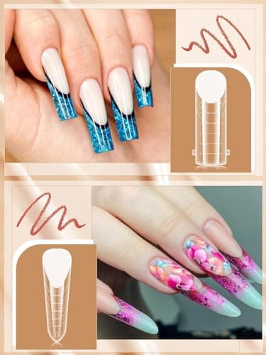 EBANKU 288 PCS Faux Ongles Capsule Ongles Acrylique,Nail d'extension Kit Matte Faux Ongles Capsules Couverture Complète Nail Tips avec 72 PCS French Autocollants Pour Ongles (6 Modèles)