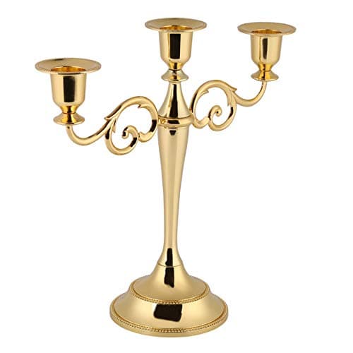 Bougeoir, Stable de Haute qualité de sécurité 3 Bras Chandelier, décoration de la Maison décoration élégante pour Table Mariage/Salle à Manger/fête Maison(Gold)