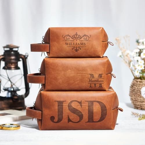 Sac de toilette en cuir personnalisé pour hommes, Kit Dopp Portable personnalisé, sac de rangement personnalisé Unique, cadeaux personnalisés pour la fête des pères cadeau de mariage pour garçons papa