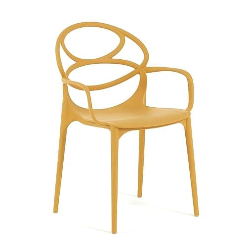 RATTATAN Charlotte - Chaises en résine renforcée de Fibre de Verre, empilables, Usage intérieur et extérieur (4, Jaune Moutarde)