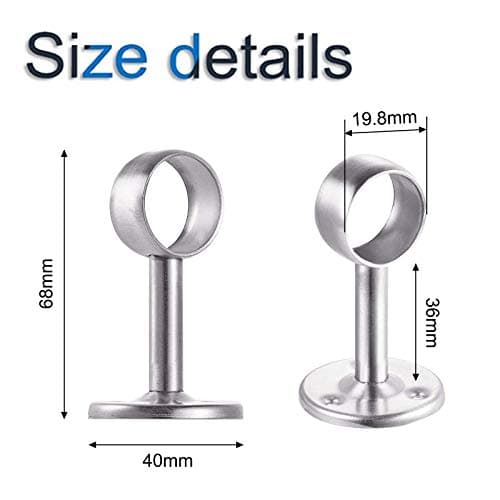 Increway Lot de 2 supports avec tube pour penderie en acier inoxydable, Dia 19mm