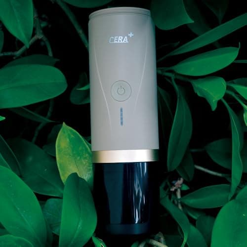 CERA+ Machine à expresso électrique portable auto-chauffante en 3-4 minutes, mini machine à café 20 bars avec batterie rechargeable, compatible avec capsules NS et café moulu pour les voyages-crème