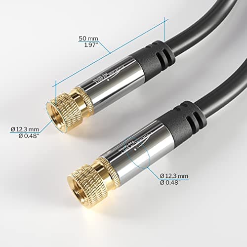 KabelDirekt – Câble Satellite & Antenne TV, Coaxial – 0,5m – Câble Sat 4K avec connecteurs F en métal – Disponible en 0,5-30m (pour radio/TV, DVB-T, DVB-C, DVB-S/DVB-S2, internet, noir)