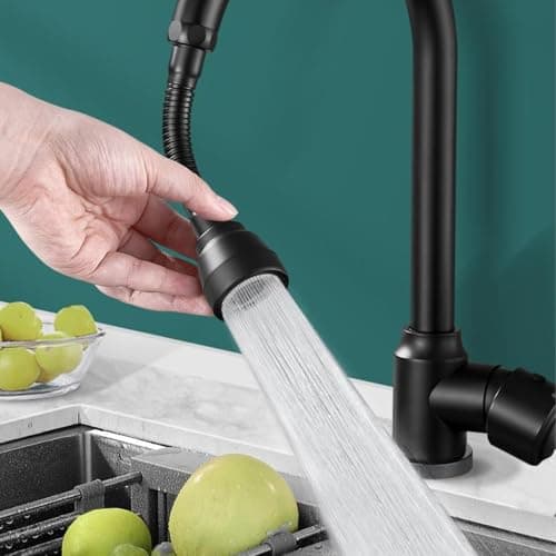 Alrens Rallonge pour Robinet de Cuisine, 3 Modes Extension Robinet Cuisine, 360° Douchette evier Cuisine noir Rallonge Robinet evier FM22/M20/M22/M24 Economiseur d'eau pour Robinet