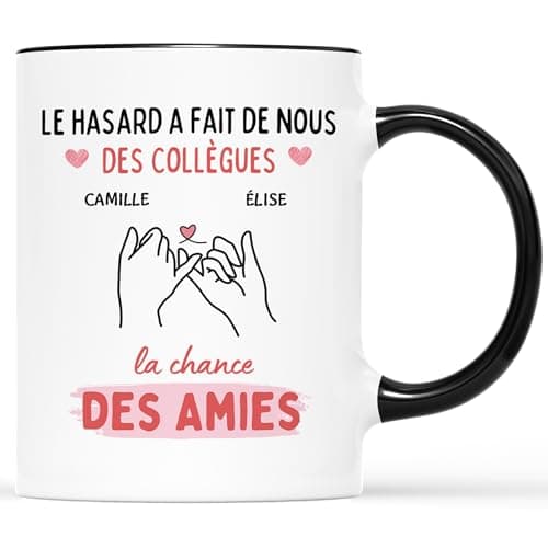 CADEAU PLUS Mug Personnalisé Prénom - Hasard Fait des Collègues Chance des Amies - Cadeau Pour Collègue, Cadeau Personnalisé Collegue, Mug Meilleure Collegue, Tasse Personnalisable Collegue
