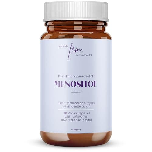FEM Menositol 19-en-1, Gérer Menopause avec Inositol Myo & D-chiro, Isoflavones, Ashwagandha, Maintenir Santé Métabolique, Confort & bien-être pendant la ménopause, Sans hormones ni soja