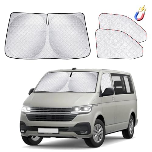 ZATOOTO Pare Soleil Pare Brise pour VW T5 T6, 3PCS Pare Soleil Voiture Avant, Assombrissement Intérieur du Pare-Brise, Protection Solaire Pare Brise, Pliable avec Sac de Rangement