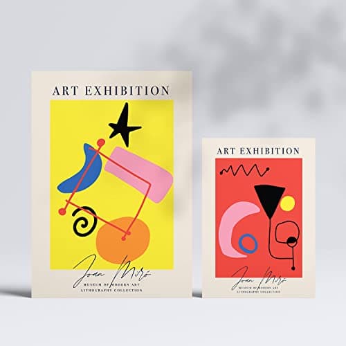 Nacnic Ensemble de 6 affiches L'art de Miró. Collection de plaques avec collage esthétique pour la décoration d'intérieur. Tailles A3 et A4. Sans cadre.