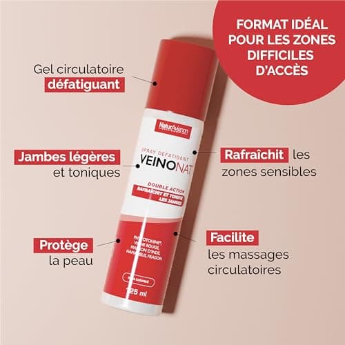 Laboratoire NaturAvignon Veinonat circulation sanguine jambes | Aide à soulager les effets de jambes lourdes | vigne rouge + 8 actifs naturels | crème jambes lourdes massage et relaxation spray 125mL