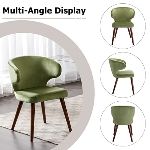 Wahson Chaise Bois Salle à Manger en Velours Lot de 2 Chaises Salle a Manger en Bois Massif Chaise Bois Vintage avec Pieds Bois, Vert