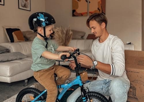 PROMETHEUS BICYCLES Velo Enfant 4 Ans Garcon vélo Fille 14 Pouces a Roulette pour 3 a 5 Ans - BMX en Bleu