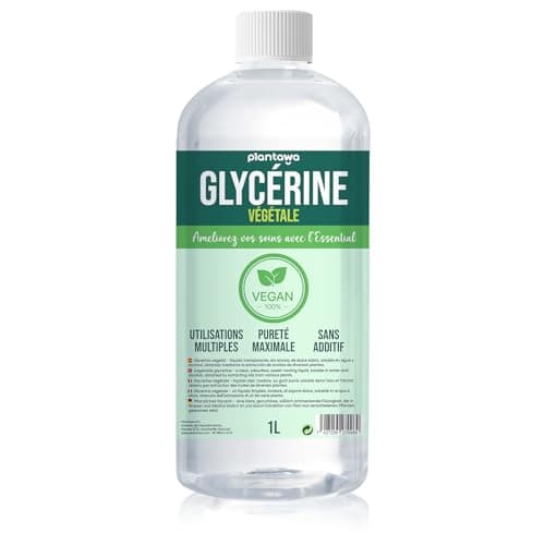 PLANTAWA Glycérine Végétale 1L | Glycérine Liquide Pour Faire Du Savon, Haute Pureté, Hydratant Naturel Cheveux et Peau, Sans Parfum Idéal Savons, Shampooings, Crèmes, Qualité Pharmaceutique