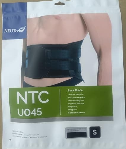 NEOtech Care Ceinture lombaire - Matériau respirant - Soutien/Maintien du dos renforcé - Corset double compression - Gym/Posture/Entrainement/Travail - Marque (Noire, Taille S)